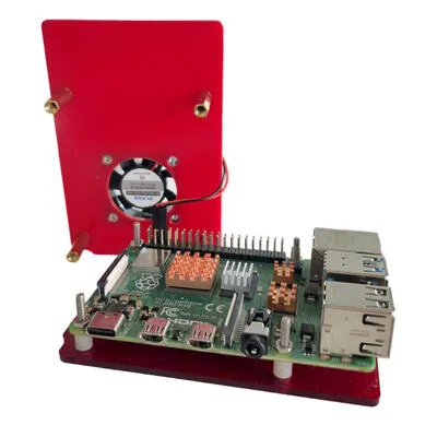 Raspberry Pi Alt Koruma Pleksi Levha + Fanlı Kapak - Kırmızı