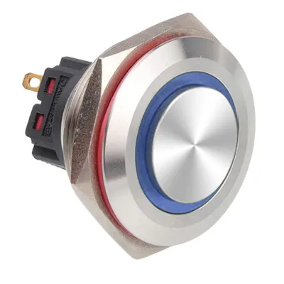 WD30B-G1Z-E 30mm Çıkık Anahtarlı Işıklı Metal Buton - Mavi