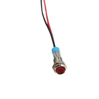 06L-P1 6mm 12-24V Kablolu Metal Sinyal Lambası - Kırmızı