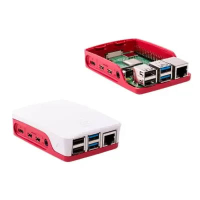 Raspberry Pi 4 Lisanslı Muhafaza Kutusu (Kırmızı-Beyaz)