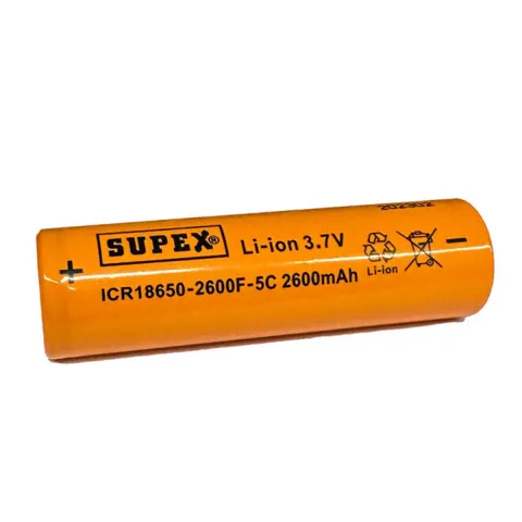 SUPEX 18650  3.7V 2600mAh Li-ion Şarjlı Pil - Kutup Başsız