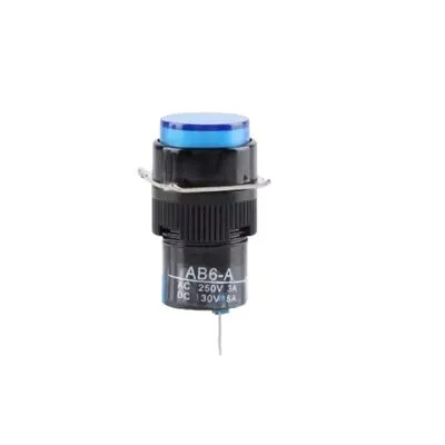 AB6-A 16mm Mavi Anahtarlı Buton - Kalıcı