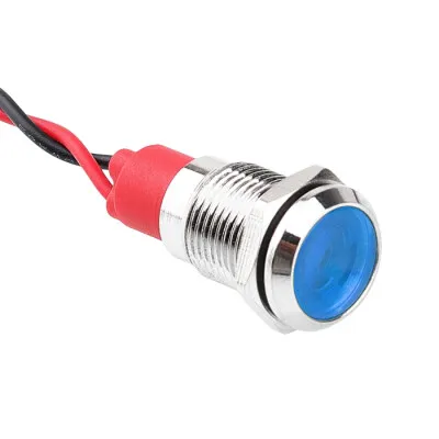 WD10L-P2 10mm 12-24V Kablolu Metal Sinyal Lambası - Mavi