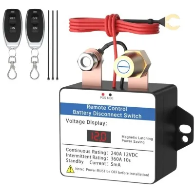 RL-240A-RC 12V 240A LED Ekranlı Uzaktan Kumandalı Akü Kesici Şalter Seti