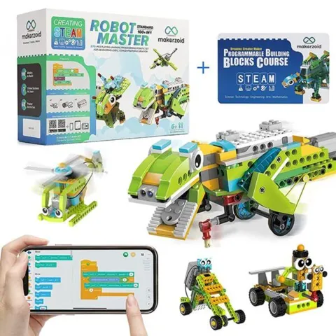 Makerzoid Robot Master 100-in-1 STEAM Kodlama ve Yapı Bloklu Robot Kiti (Standart, 6+)