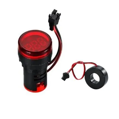 22mm Yuvarlak Ampermetre - Kırmızı - 220V