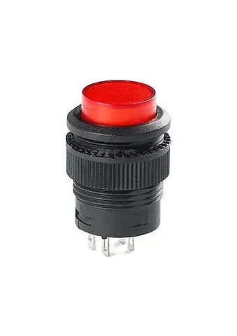 16mm Plastic LED Kalıcı Basmalı Buton Kırmızı ON-OFF