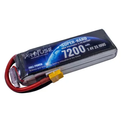 7,4V 2S 7200mAh 100C Lipo Batarya