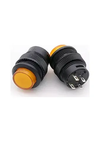 16mm Plastic LED Anlık Basmalı Buton Sarı
