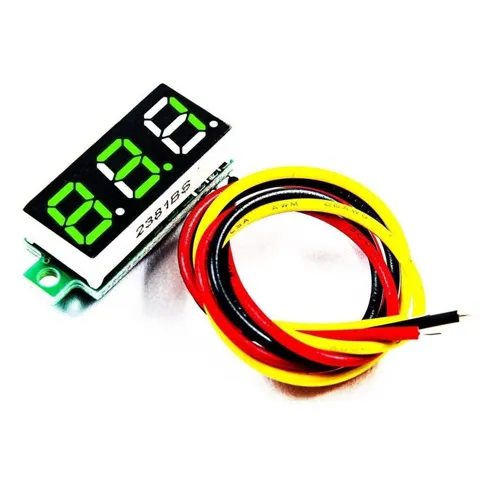 0.28inch 0-100V/DC 3 Kablolu Mini Dijital Voltmetre - Yeşil