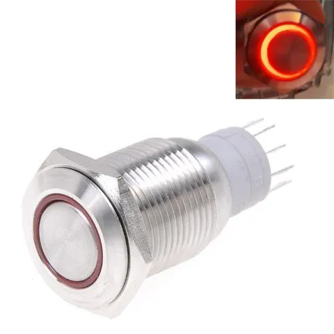 16 mm Ledli Kırmızı Metal  Push Button  Anahtar