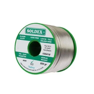 Soldex 1.2mm 500gr Gümüşlü Kurşunsuz Lehim Teli  Sn99 Ag0.3 Cu0.7 || 937125