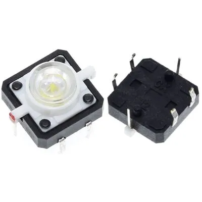 12x12x7.3mm Beyaz Led Işıklı Tact Switch Buton