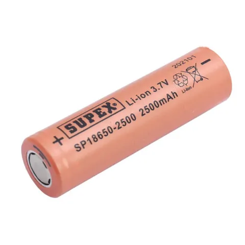 SUPEX 18650 3.7V 2500 mAh Li-ion Şarjlı Pil - Kutup Başsız