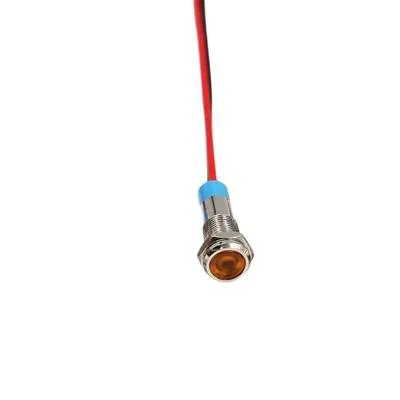 06L-P1 6mm 12-24V Kablolu Metal Sinyal Lambası - Sarı
