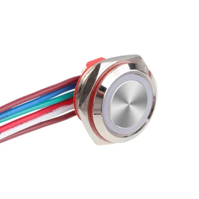 WD16C1-Wired-P1-E 16mm Düz Yaylı RGB Işıklı Metal Buton - Kablolu