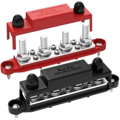 BB275-T4M8S6-C 4xM8 + 6xM4 Busbar Güç Dağıtım Bloğu  - Kırmızı/Siyah