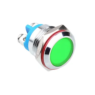 WD16L-P0 16mm 12-24V Metal Sinyal Lambası - Yeşil