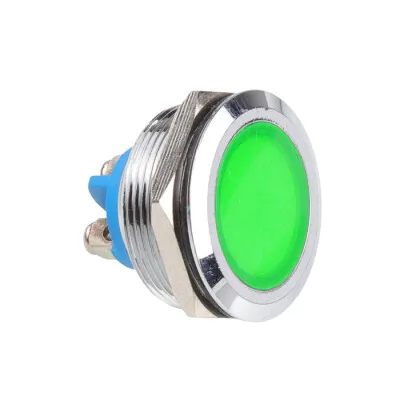 WD25L-P0 25mm 12-24V Metal Sinyal Lambası - Yeşil