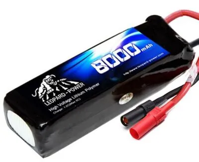 Leopard Power 14.8V 4S Lityum Polimer Lipo UAV & Multirotor Dron Bataryası - 8000mAh, 25C