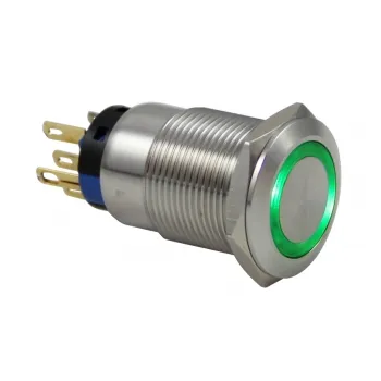 Drn519 19mm Metal Beyaz Ledli Anahtarlı Buton 12V-24V
