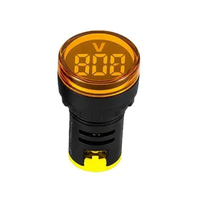 22mm Yuvarlak Voltmetre - Sarı - 220V
