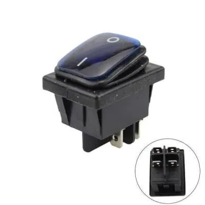 KCD4 Su Geçirmez 30A Mavi Led Işıklı ON-OFF Anahtar 4 Pin