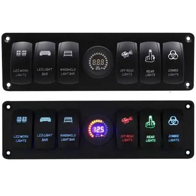 6'lı ON-OFF Işıklı Anahtar Switch Panel 12V-24V Voltaj Göstergeli