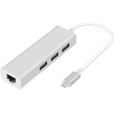 Type-C Hub 3 Port USB 3.0 Çoklayıcı + 1000 Mpbs Ethernet Çevirici