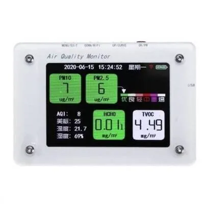 PM2.5 TVOC CO2 HCHO AQI Hava Kalitesi Monitörü - A2