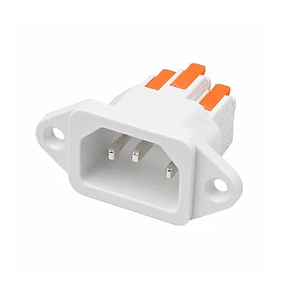 IEC 320 C14 Erkek Power Soket Buat Klemens Bağlantılı - Beyaz