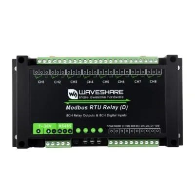 Endüstriyel 8 Kanallı Modbus RTU Röle Modülü (D) - Dijital Giriş ve RS485 Arayüzü