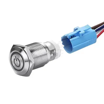 12mm 10-30V Mavi Bağlantı Kablolu Su Geçirmez Metal Anahtar