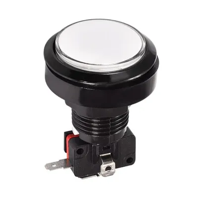 46mm 12V Düz Işıklı Oyun Makinesi Butonu - Beyaz