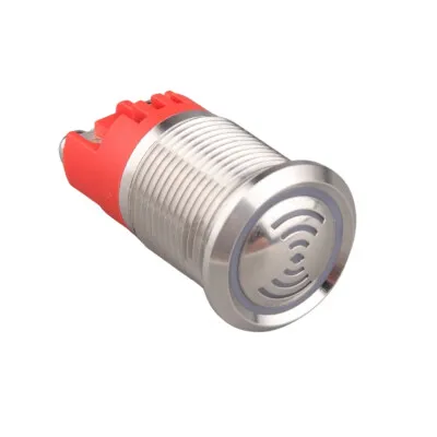 WD16F-P0-S12VR DX 16mm Kesik Sesli Işıklı Metal Buzzer - 12V