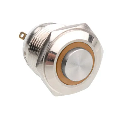 WD16H-G1-E 16mm Çıkık Yaylı Işıklı Metal Buton - Sarı