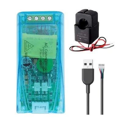 PZEM-004T 100A Tek Fazlı AC Güç İletişim Modülü + Ayrılabilir CT + USB