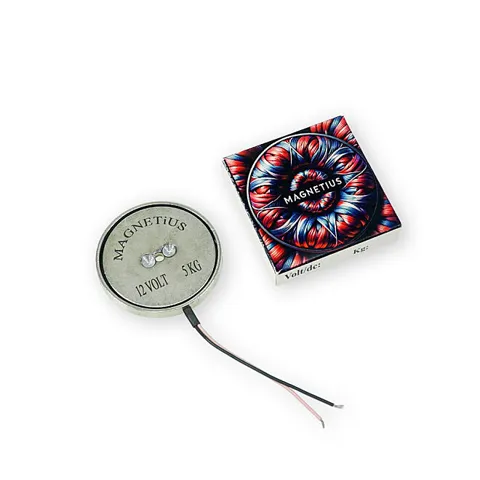 Magnetius 12V 5kg Elektromıknatıs - 50 mm çap