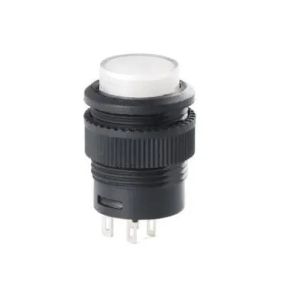 RL16-503A 16MM Plastik 4 Pin Anahtarlı Buton Beyaz