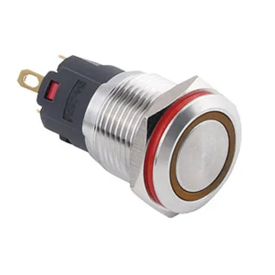 WD16A-P1Z-E 16mm Düz Anahtarlı Işıklı Metal Buton - Sarı