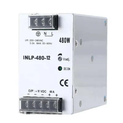 INLP-480-12 - 480W 12VDC 40A Raya Montajlı Güç Kaynağı