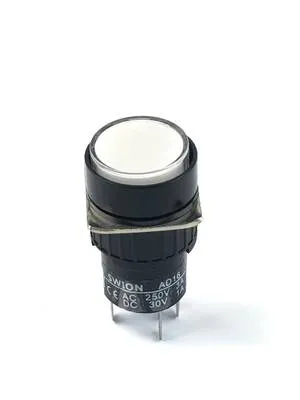 SY-11 16mm LEDLİ Plastik Anahtarlı Buton Yuvarlak-Beyaz