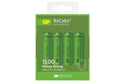 GP ReCyko+ 1300 Series Şarjlı AA Kalem Pil - 130AAHC, 1.2V, 1300mAh, 4lü