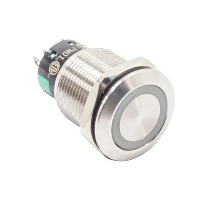 19mm Düz Anahtarlı 2NO Işıksız Metal Buton