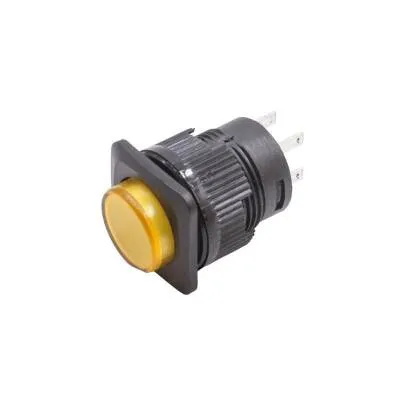 RL16-504A 16MM Plastik 4 Pin Anahtarlı Buton Sarı