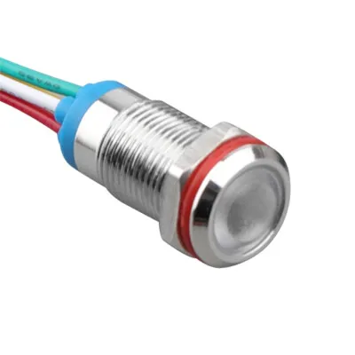 WD10L-P2/RGY+ 10mm 12-24V Kablolu Metal Sinyal Lambası - 3 Renk Anot
