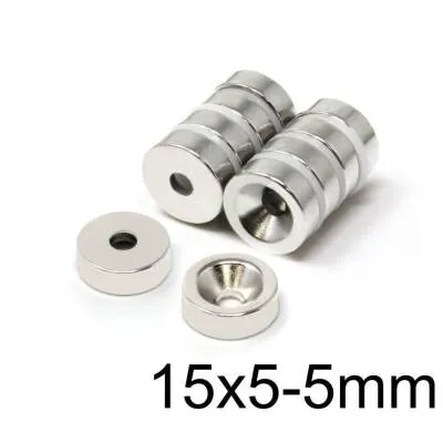 15X5-5mm Havşa Delikli Neodyum Güçlü Mıknatıs - Neodim Magnet
