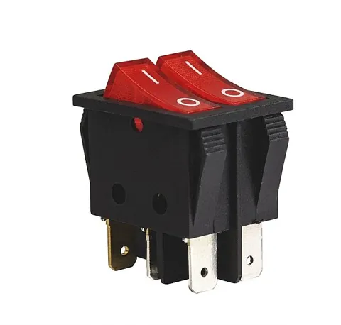 KCD4 Çiftli Işıklı Anahtar Kırmızı 220V