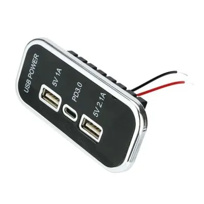 12-24V PD3.0 Type-C + 5V 1A USB + 5V 2.1A USB Şarj Soketi