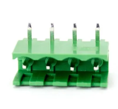 4 Pin 7.62mm Geçmeli Klemens - Erkek, 90 Derece, Yeşil